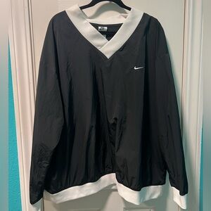 Nike Black and White Long Sleeve V-Neck Top
